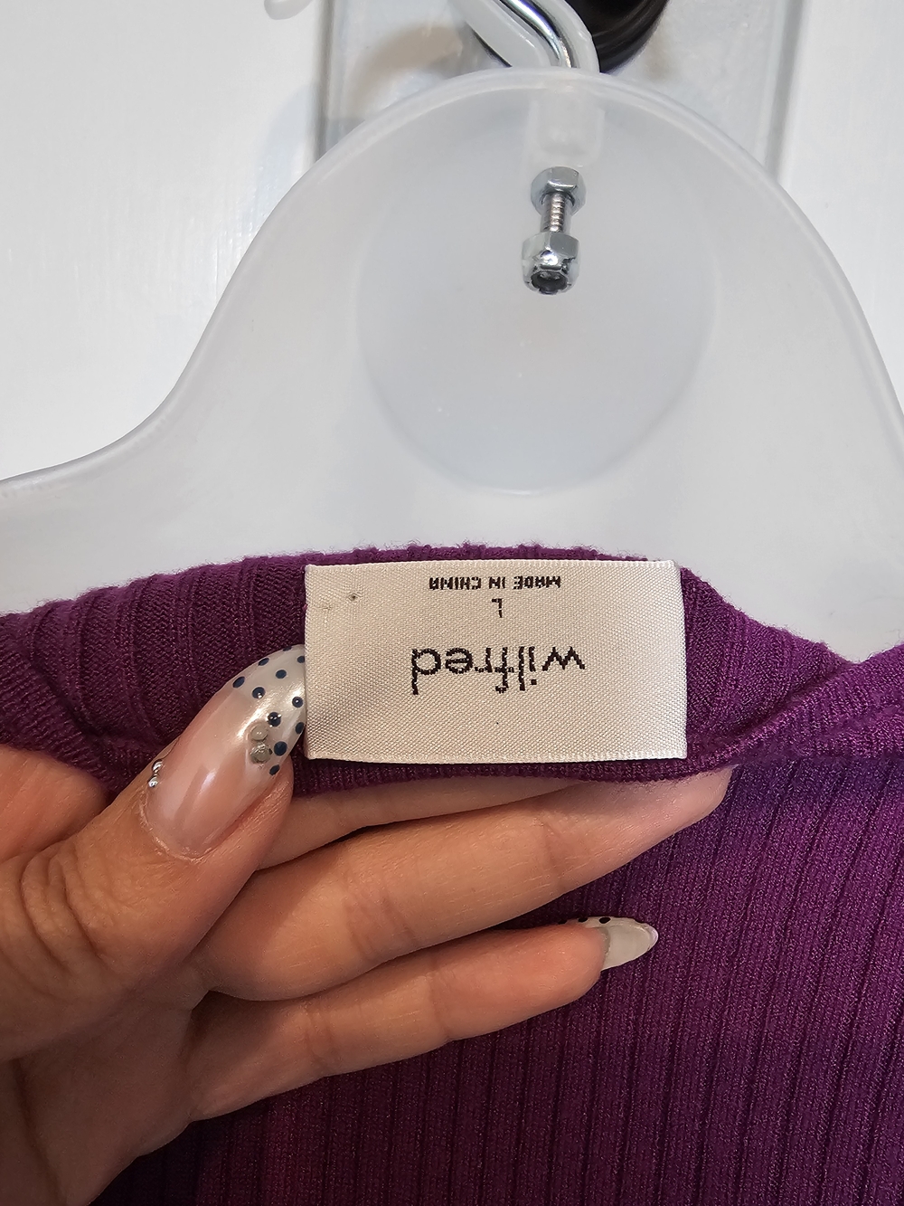 Wilfred Purple Ribbed V-Neck Single-Button Cardigan - Picture 3 of 6